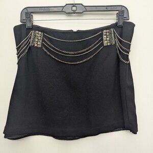 BNWOT LaRok Luxe black miniskirt with chains